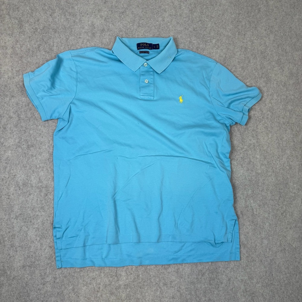 Polo Ralph Lauren Polo Shirt Mens Large Blue Short Sleeve Soft‎ Touch Cotton